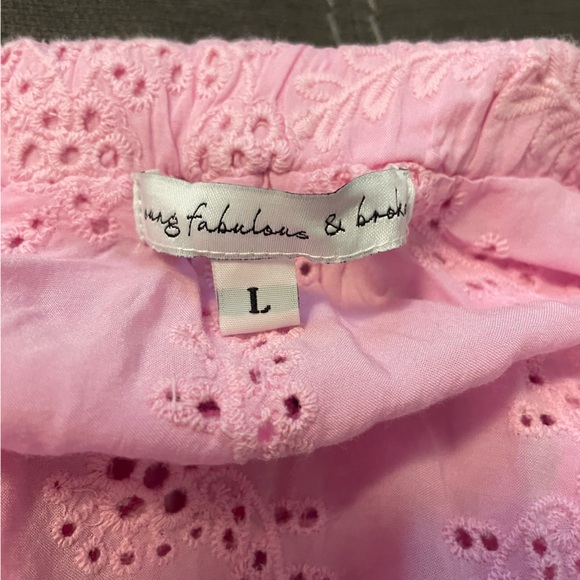 Young Fabulous & Broke Pink Eyelet Strapless Ruffle Top-Sz L - Picture 5 of 8